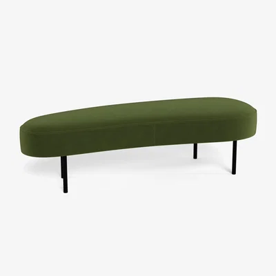 Heal's Heal's Isola Large Ottoman Nobilis Velvet Leaf Bronze Feet - Heal's UK Furniture