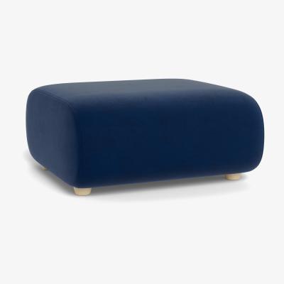 Heal's Heal's Lilli Ottoman Boucle Indigo Natural Ash Feet - Heal's UK Furniture