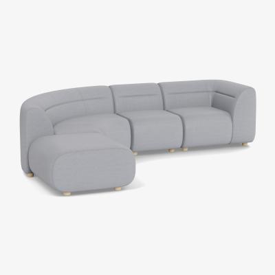 Heal's Heal's Lilli Left Hand Facing Curved Corner Sofa Brushed Cotton Pewter Natural Ash Feet - Heal's UK Furniture