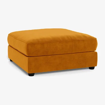 Heal's Heal's Tailor Footstool Smart Luxe Velvet Cognac Black Feet - Heal's UK Furniture