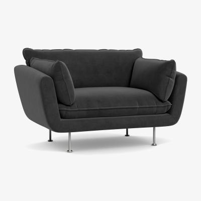 Heal's Heal's Allora Loveseat Smart Luxe Velvet Nickel Stainless Steel Feet - Heal's UK Furniture