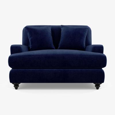 Heal's Heal's Hampstead Loveseat Smart Luxe Velvet Midnight Black Feet - Heal's UK Furniture