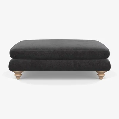 Heal's Heal's Hampstead Large Footstool Smart Luxe Velvet Nickel Natural Feet - Heal's UK Furniture