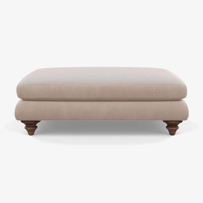 Heal's Heal's Hampstead Large Footstool Smart Velvet Pebble Chestnut Stain Feet - Heal's UK Bedroom Furniture