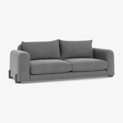 Heal's Heal's Nuvola 4 Seater Sofa Smart Velvet Mercury Walnut Stained Oak Feet - Heal's UK Furniture