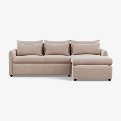 Heal's Heal's Pillow Medium RHF Corner Chaise Sofa Smart Velvet Pebble Black Feet - Heal's UK Furniture