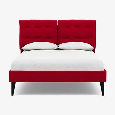 Heal's Heal's Mistral Double Bed Melton Wool Red Oxide Black Feet - Heal's UK Bedroom Furniture