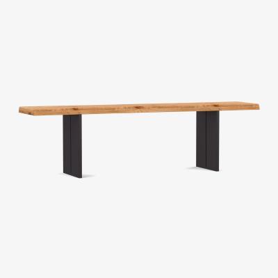 Heal's Heal's Berlin Bench 280x35cm Smoked Oak Straight Edge Filled Stainless Steel Legs - Heal's UK Furniture