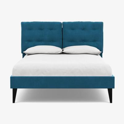 Heal's Heal's Mistral Double Bed Smart Velvet Ocean Black Feet - Heal's UK Bedroom Furniture