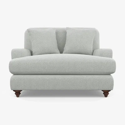 Heal's Heal's Hampstead Loveseat Melton Wool Limestone Chestnut Stain Feet - Heal's UK Bedroom Furniture