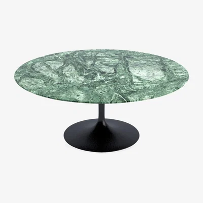 Heal's Knoll Saarinen Coffee Table Diam 91cm Alpi verde Coated Top Black Base - Heal's UK Furniture