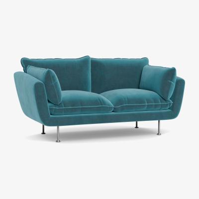 Heal's Heal's Allora 2 Seater Sofa Smart Luxe Velvet Airforce Blue Black Feet - Heal's UK Furniture