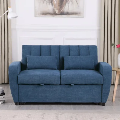 Happy Beds Gibson - Two-Seater Sofa Bed - Blue - Fabric - Two Seater - Make It Homely