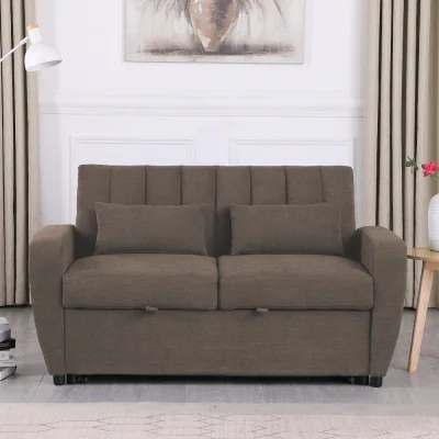 Happy Beds Gibson – Two-Seater Sofa Bed – Brown – Fabric – Two Seater - Make It Homely
