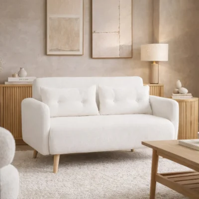 Happy Beds Roxy - 2-Seater - Sofa Bed - White - Fabric