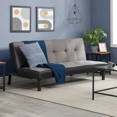 Happy Beds Aurora - Fabric Sofa Bed - Grey - Velvet - Happy Beds