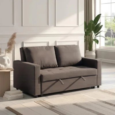 Happy Beds Omari - Two-Seater Sofa Bed - Brown - Fabric - Two Seater - Make It Homely