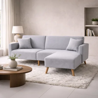 Happy Beds Zara - Two-Seater Sofa Bed with Matching Stool - Grey - Fabric - Two Seater - Make It Homely