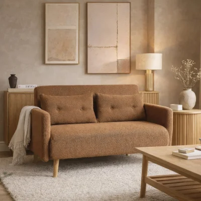 Happy Beds Roxy - 2-Seater - Sofa Bed - Brown - Fabric