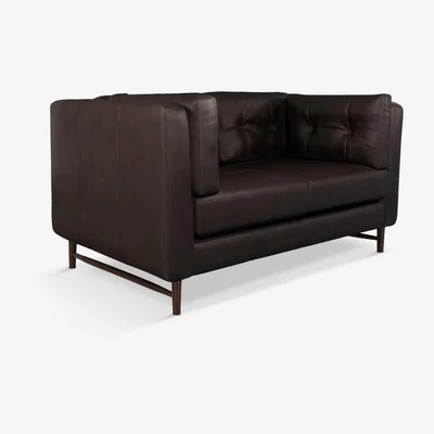 John Lewis John Lewis & Partners Booth Small 2 Seater Leather Sofa, Dark Leg
