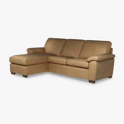 John Lewis John Lewis & Partners Camden LHF Storage Chaise End Leather Sofa Bed, Dark Leg