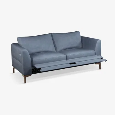 John Lewis John Lewis & Partners Belgrave Motion Medium 2 Seater Leather Sofa with Footrest Mechanism, Dark Leg