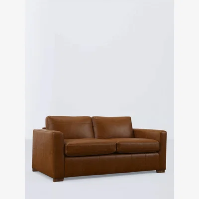 John Lewis John Lewis Oliver II Large 3 Seater Leather Sofa Bed, Dark Leg