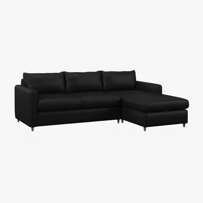 John Lewis John Lewis Bailey II RHF Chaise End Leather Sofa Bed, Light Leg