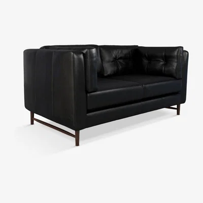 John Lewis John Lewis & Partners Booth Medium 2 Seater Leather Sofa, Dark Leg
