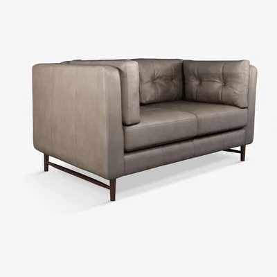 John Lewis John Lewis & Partners Booth Small 2 Seater Leather Sofa, Dark Leg