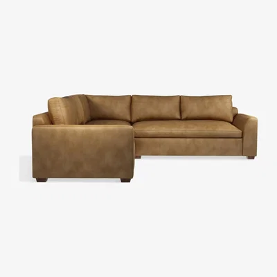 John Lewis John Lewis & Partners Tortona 5+ Seater Leather Corner Sofa, Dark Leg