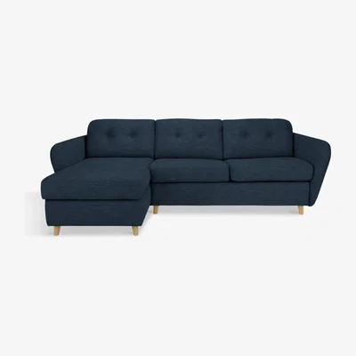 John Lewis John Lewis & Partners Arlo LHF Chaise End Sofa Bed, Light Leg, Erin Midnight