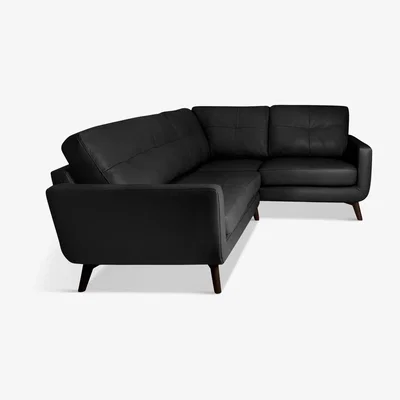 John Lewis John Lewis & Partners Barbican 5+ Seater RHF Corner End Leather Sofa, Dark Leg