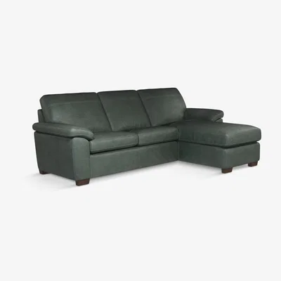 John Lewis John Lewis & Partners Camden RHF Storage Chaise End Leather Sofa Bed, Dark Leg