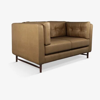 John Lewis John Lewis & Partners Booth Small 2 Seater Leather Sofa, Dark Leg