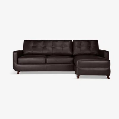 John Lewis John Lewis & Partners Barbican RHF Chaise End Leather Sofa, Dark Leg