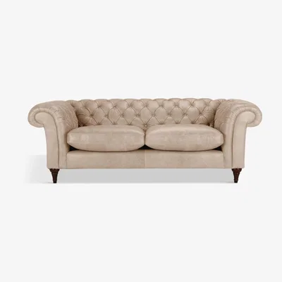 John Lewis John Lewis & Partners Cromwell Chesterfield Grand 4 Seater Leather Sofa, Dark Leg