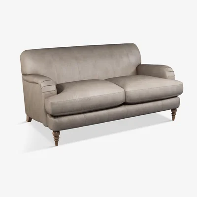 John Lewis John Lewis & Partners Harrogate High Back Medium 2 Seater Leather Sofa, Dark Leg