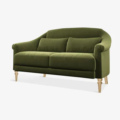 John Lewis John Lewis Fireside Small 2 Seater Sofa, Dark Leg, Smooth Velvet Olive