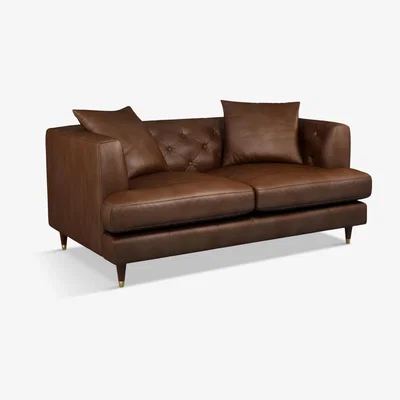 John Lewis John Lewis & Partners Chester Medium 2 Seater Leather Sofa, Dark Leg