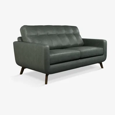 John Lewis John Lewis & Partners Barbican Medium 2 Seater Leather Sofa, Dark Leg