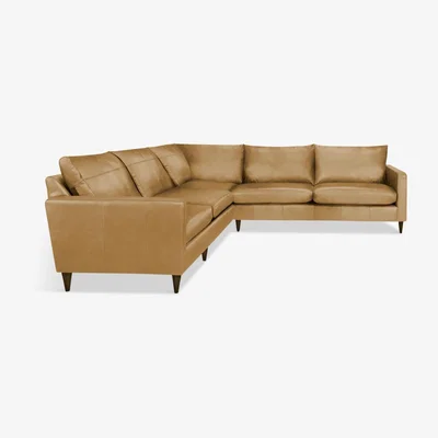 John Lewis John Lewis & Partners Bailey 5+ Seater Leather Corner Sofa, Dark Leg