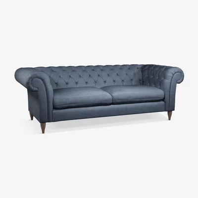 John Lewis John Lewis & Partners Cromwell Chesterfield Grand 4 Seater Leather Sofa, Dark Leg