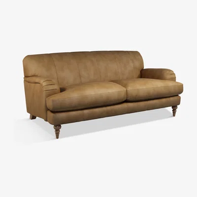 John Lewis John Lewis & Partners Harrogate High Back Large 3 Seater Leather Sofa, Dark Leg