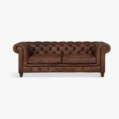 John Lewis Halo Earle Chesterfield Medium 2 Seater Leather Sofa, Antique Whisky