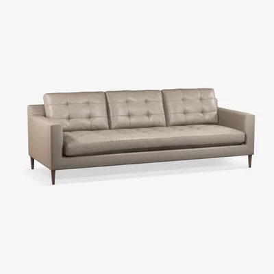 John Lewis John Lewis & Partners Draper Leather Grand 4 Seater Sofa, Dark Leg