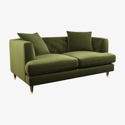 John Lewis John Lewis Chester Medium 2 Seater Sofa, Dark Leg, Smooth Velvet Olive Green