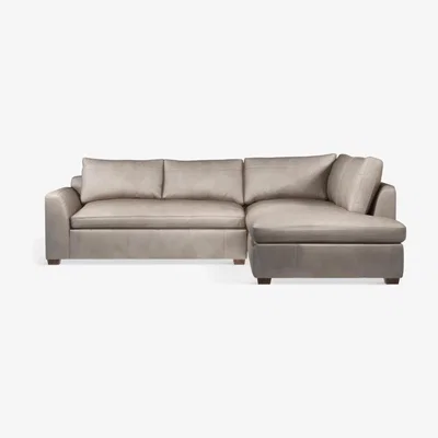 John Lewis John Lewis & Partners Tortona RHF Chaise End Leather Sofa, Dark Leg