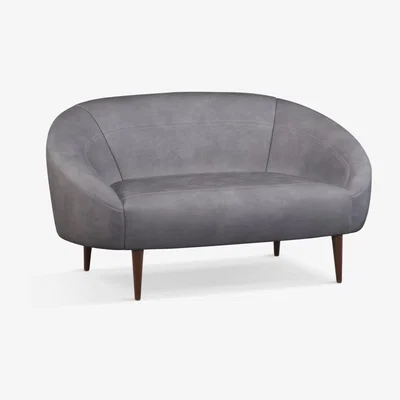 John Lewis John Lewis & Partners Curved Small 2 Seater Leather Sofa, Dark Leg