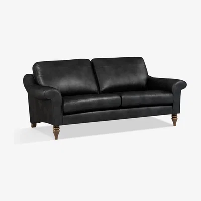 John Lewis John Lewis & Partners Camber Large 3 Seater Leather Sofa, Dark Leg